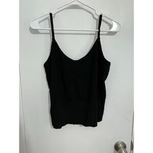 Y2K Jones New York Tank Top Medium Black Lace Stretch Knit Cropped Office Siren